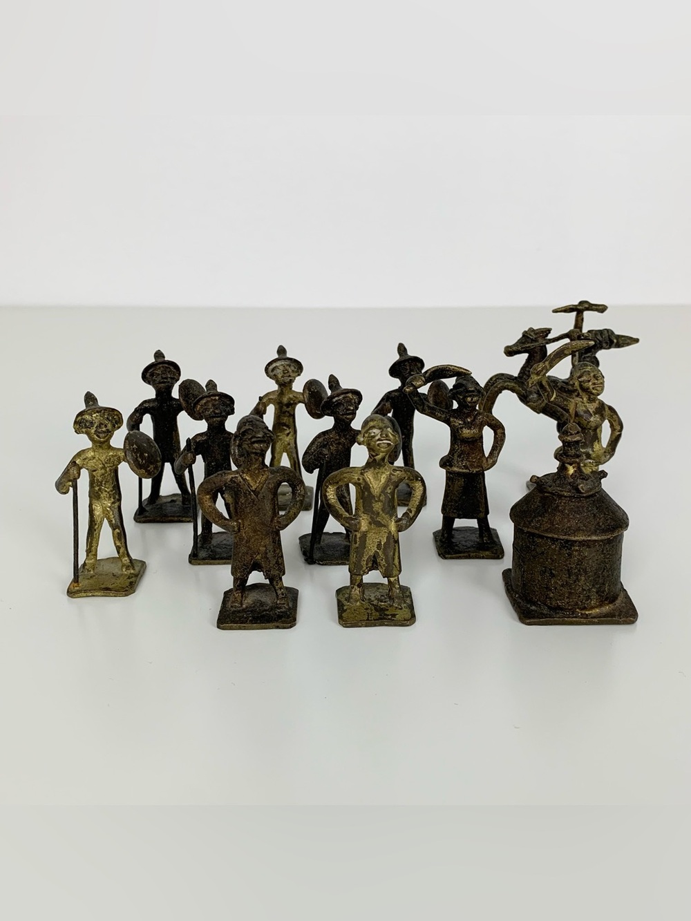 Ashanti Goldweights Akan West Africa Brass Lot Of 12 Vtg Tribal Warriors Horse